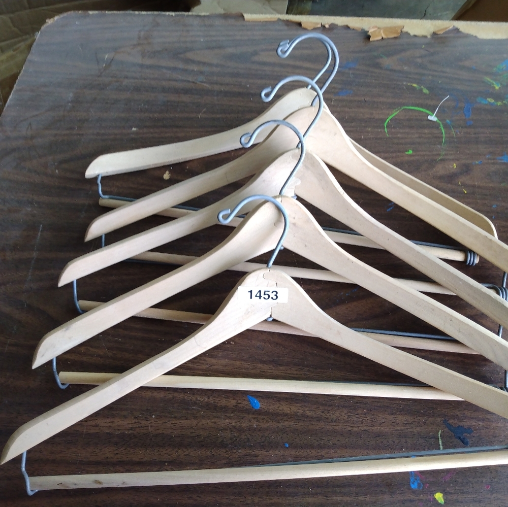 5 WOODEN HANGERS